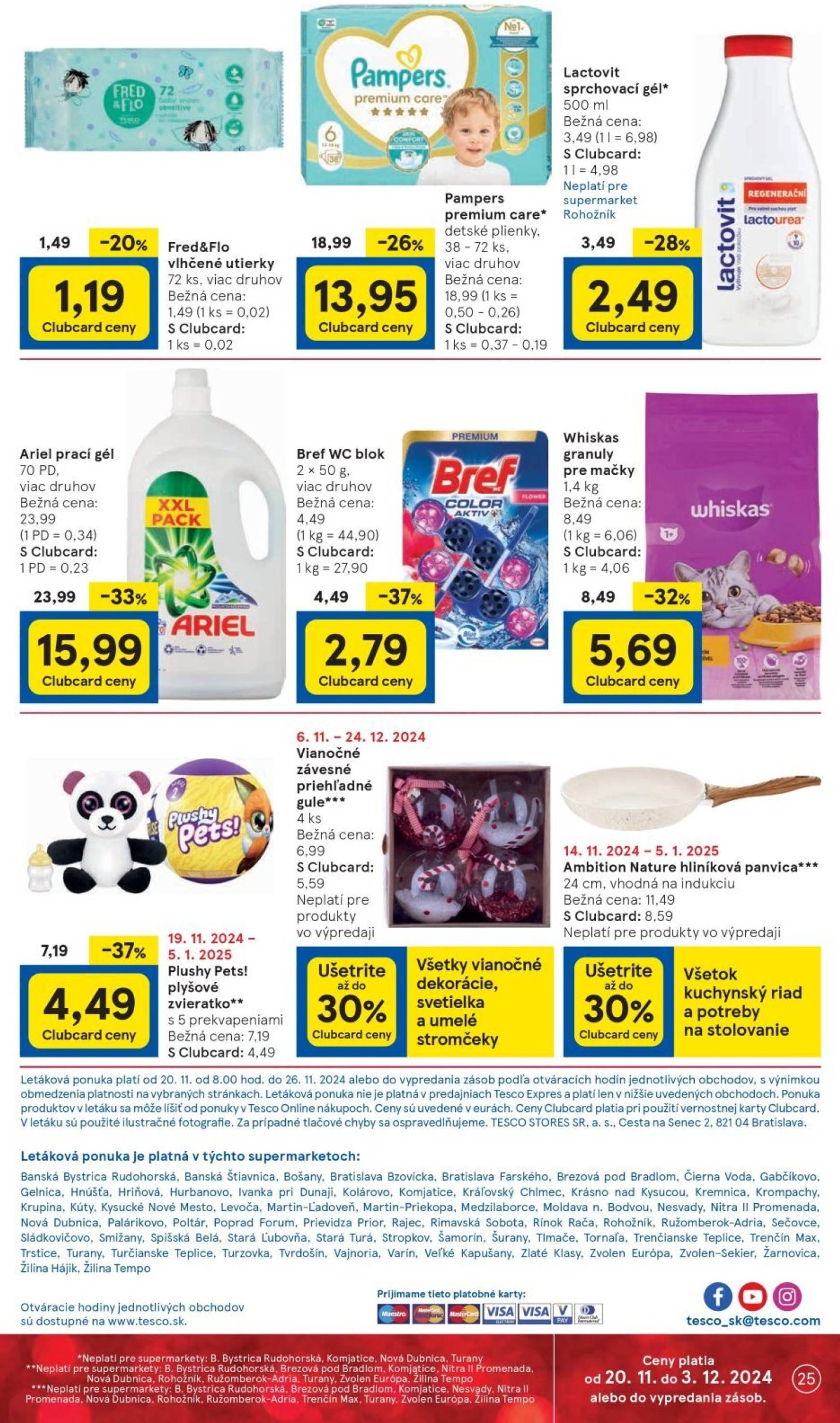 Tesco Supermarket leták platný od 20.11. - 26.11. 25