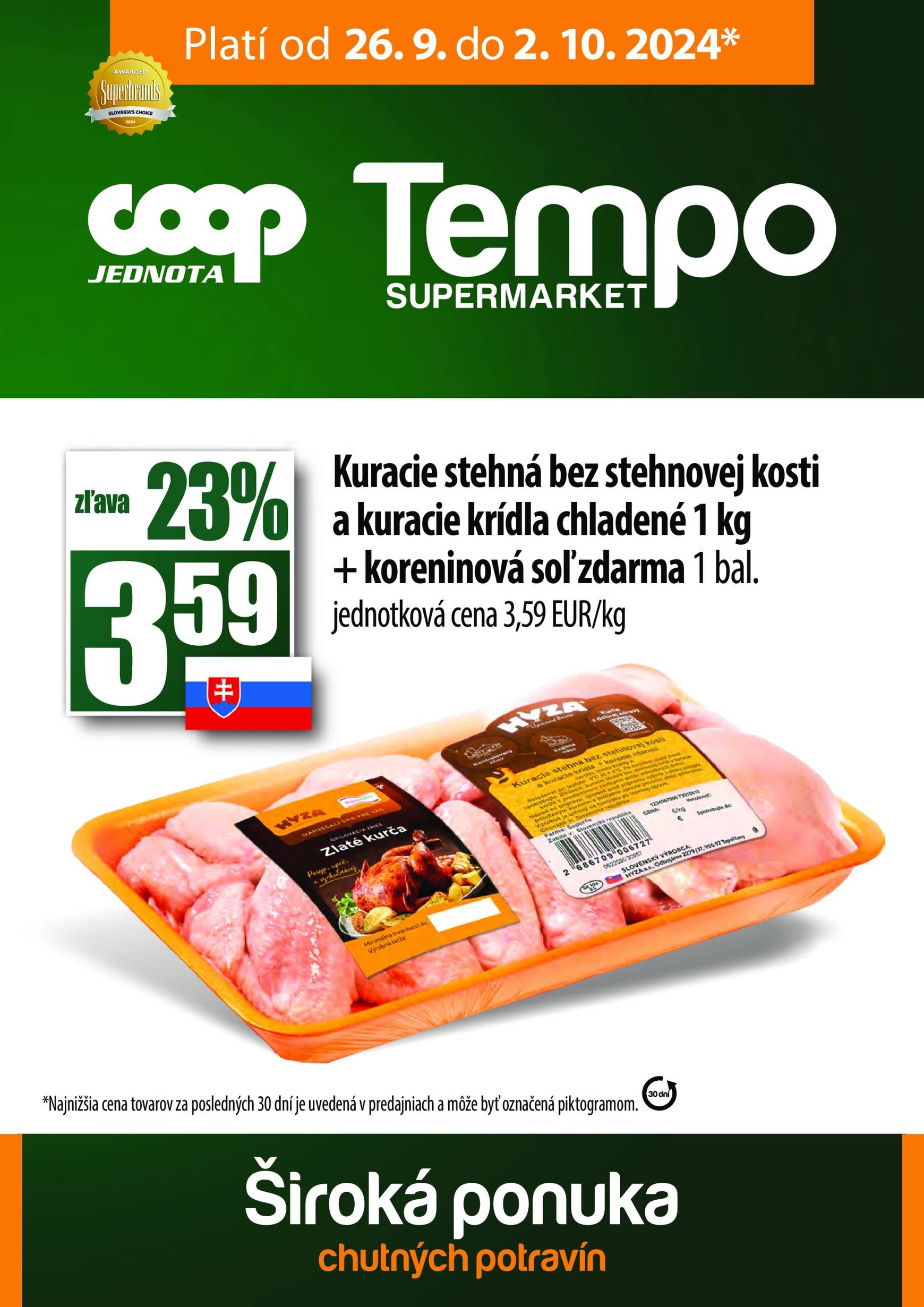 COOP Jednota - Tempo leták platný od 26.09. - 02.10.