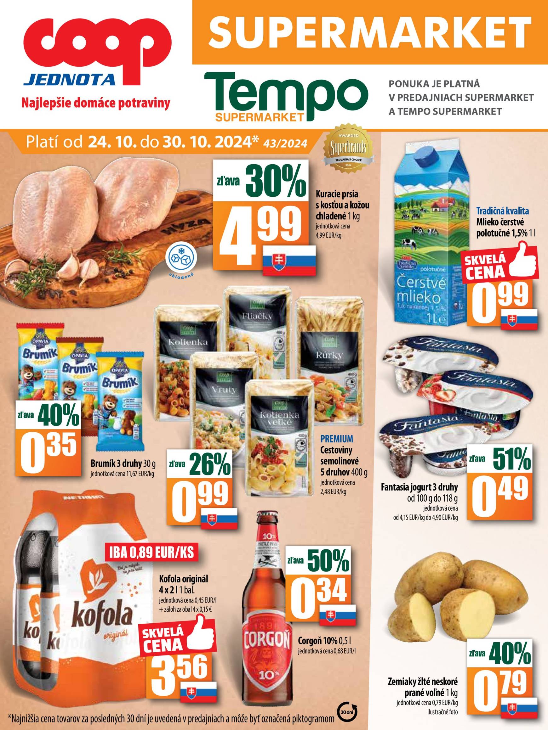 COOP Jednota - Tempo leták platný od 24.10. - 30.10.