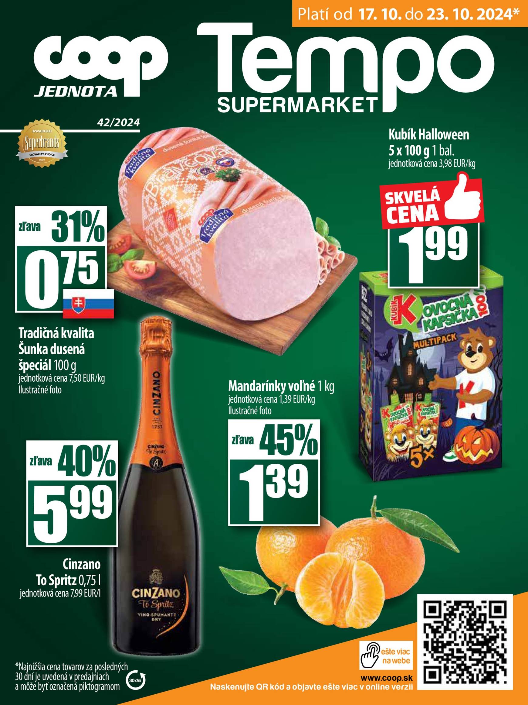 COOP Jednota - Tempo leták platný od 17.10. - 23.10. 16