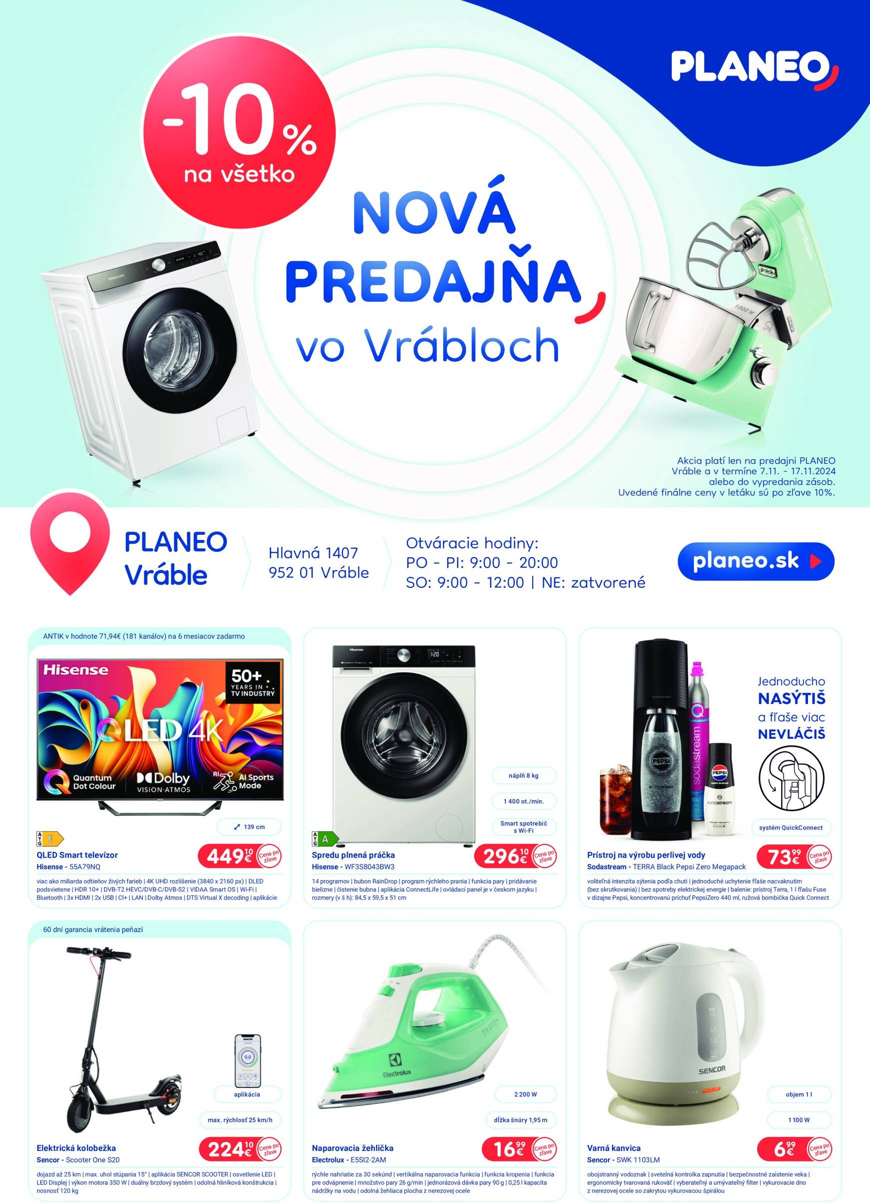 Planeo elektro - Nová predajňa vo Vrábloch leták platný od 07.11. - 17.11.