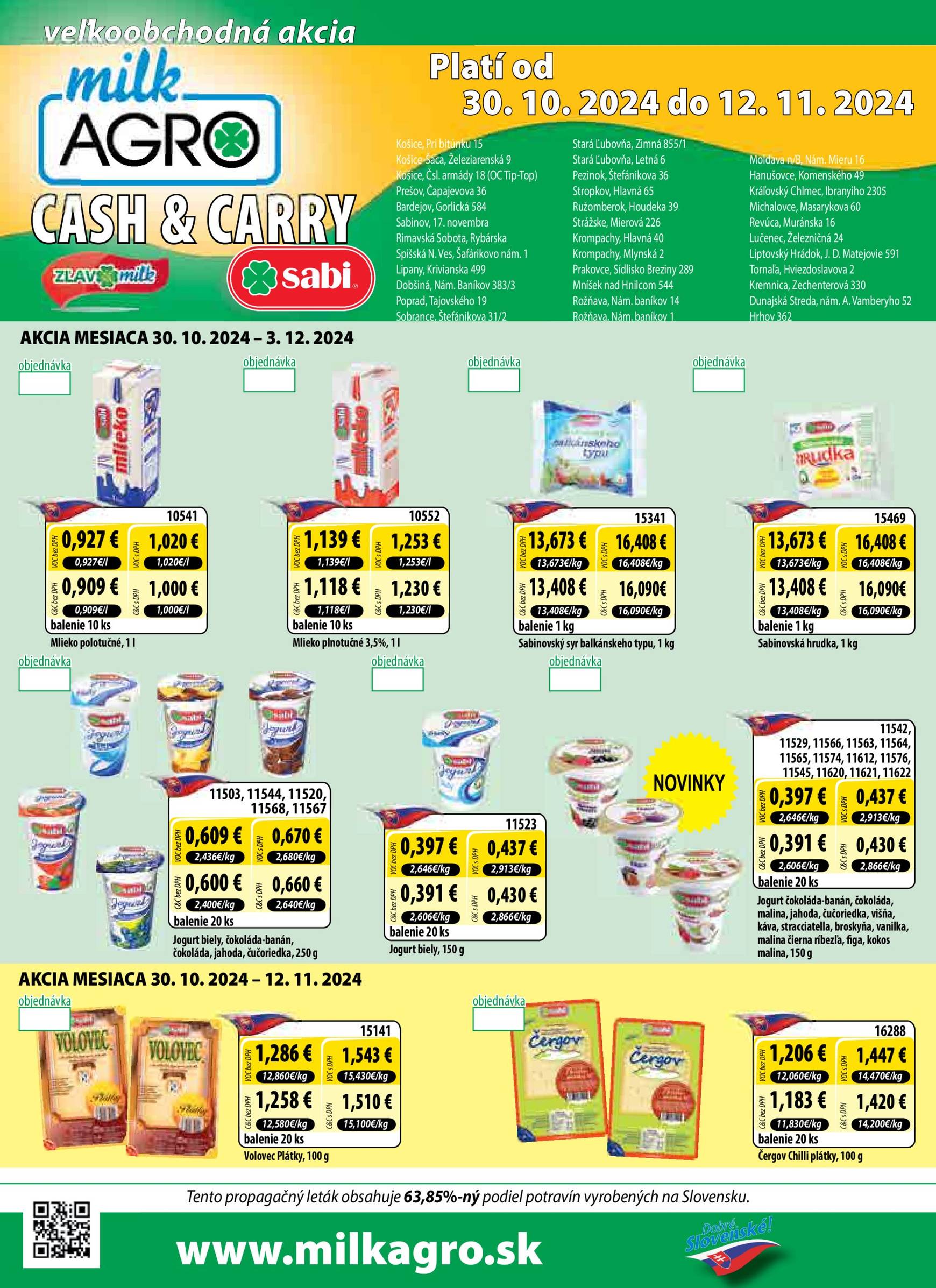 Milk Agro - Cash & Carry leták platný od 30.10. - 12.11.