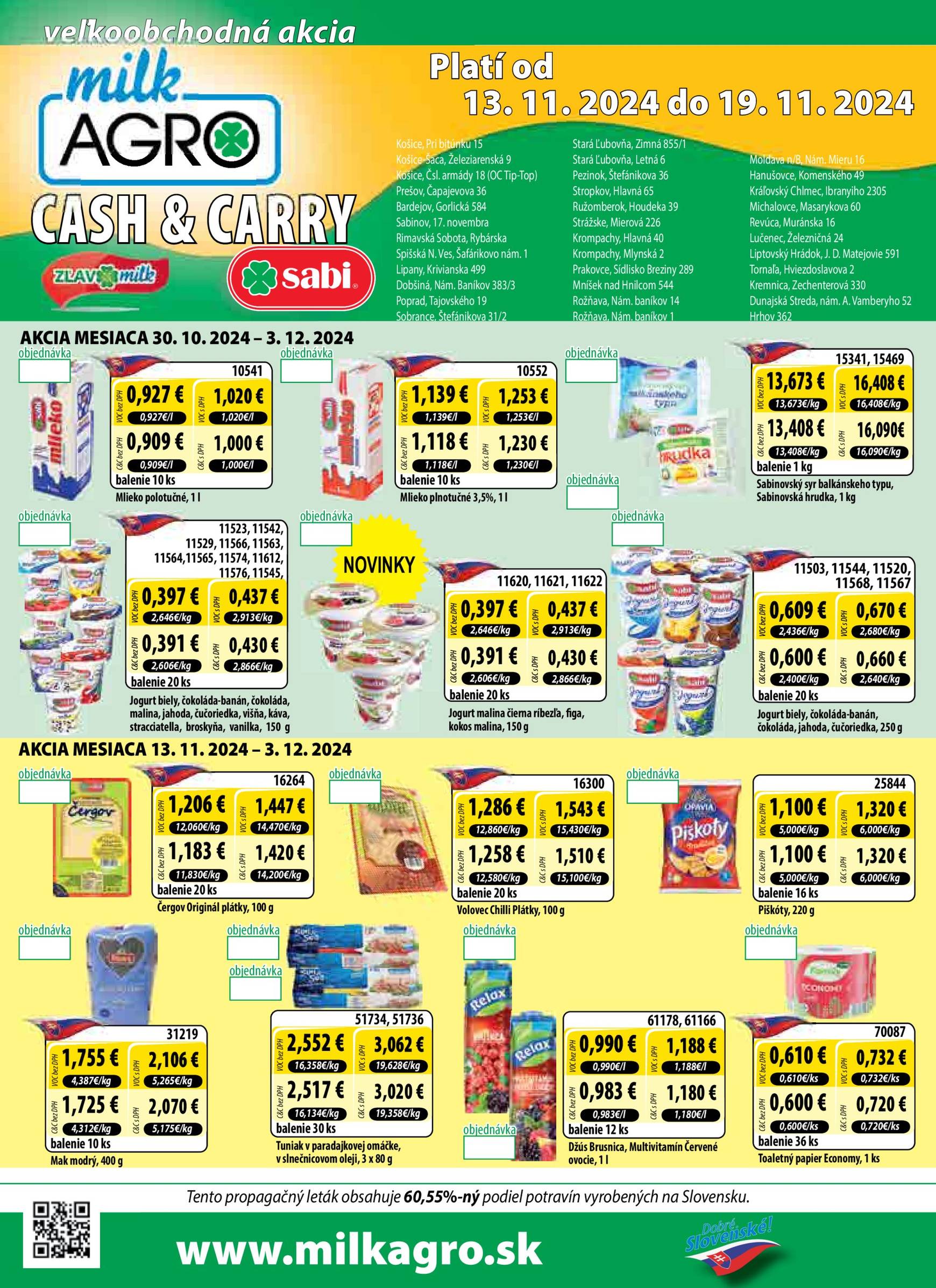 Milk Agro - Cash & Carry leták platný od 13.11. - 19.11.