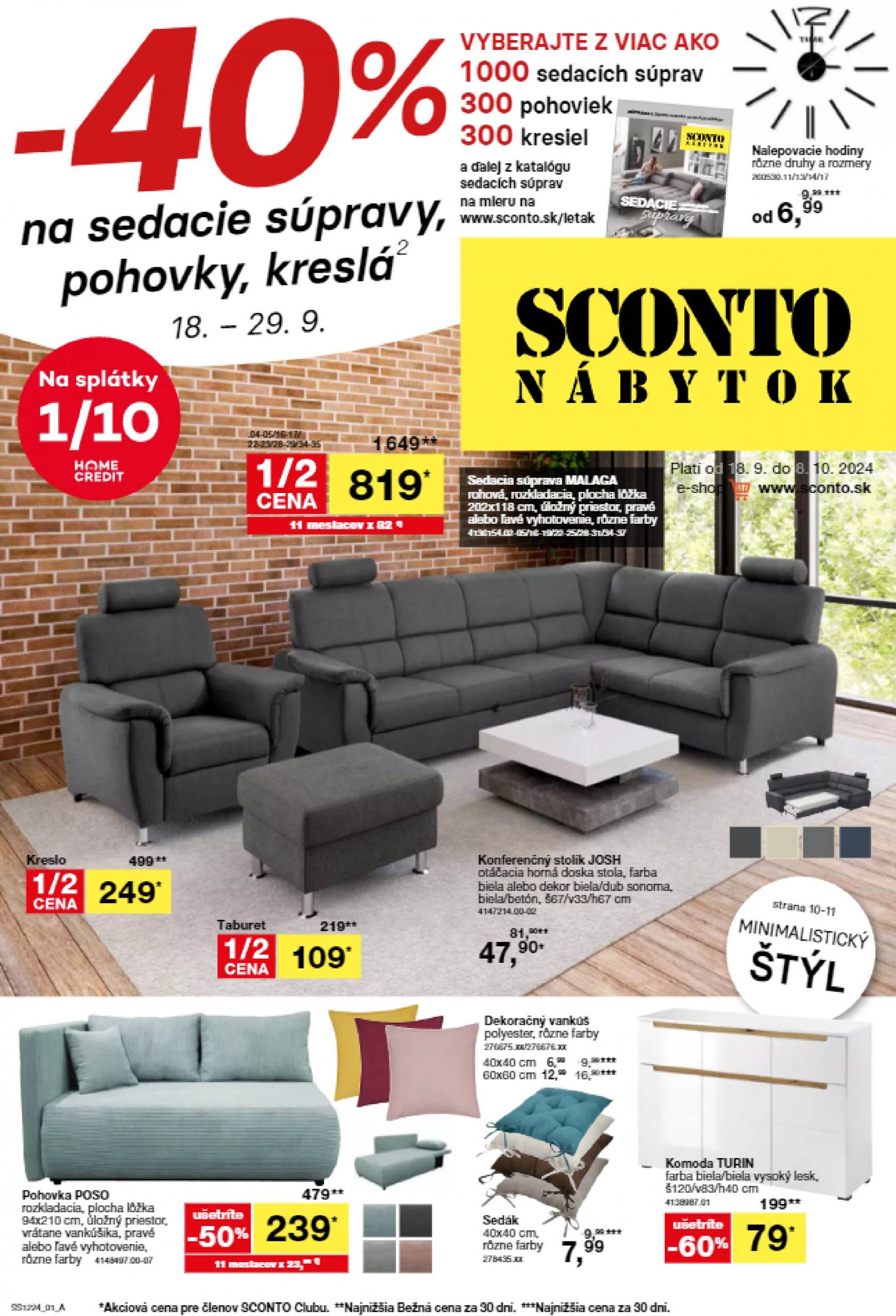 SCONTO nábytok leták platný od 18.09. - 08.10.